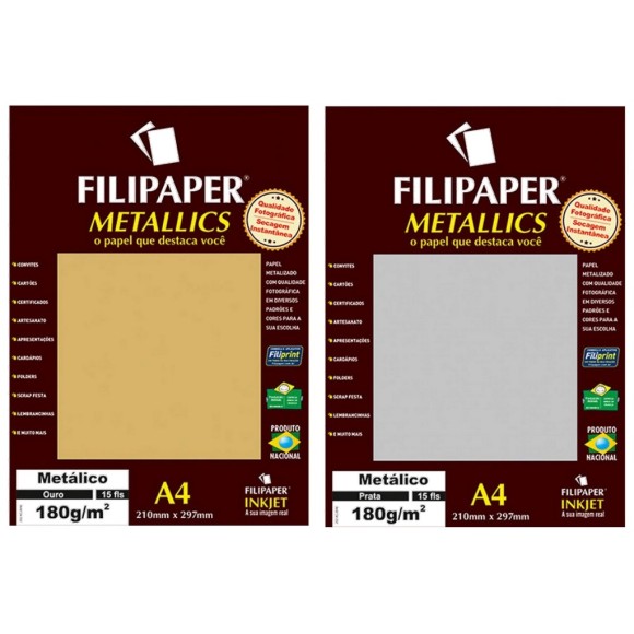 PAPEL FILIPAPER METAL PRATA 15FLS 180G